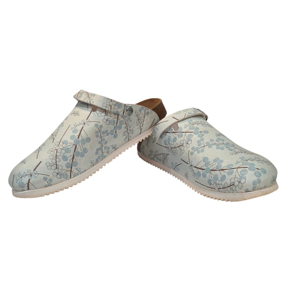 Birkenstock Alpro Slip Resistant Professional Blue Nurse Floral Clogs EU 40 US 9